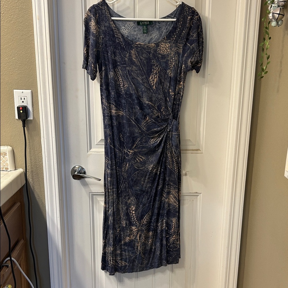 Lauren Ralph Lauren Indigo viscose faux-wrap dress size S/P